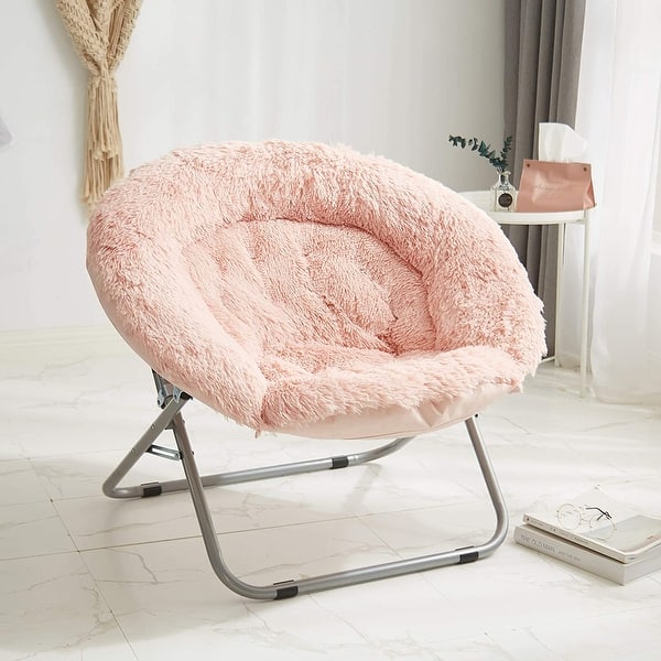 Urban Shop 37" Mongolian Faux Fur Oversized Saucer Chair Bed Bath